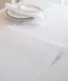White Linen Table Runner - Hemmed
