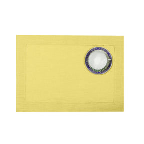 Lemon Yellow Linen Placemats 14 x 19 Inch Set of 4 - Hemstitch
