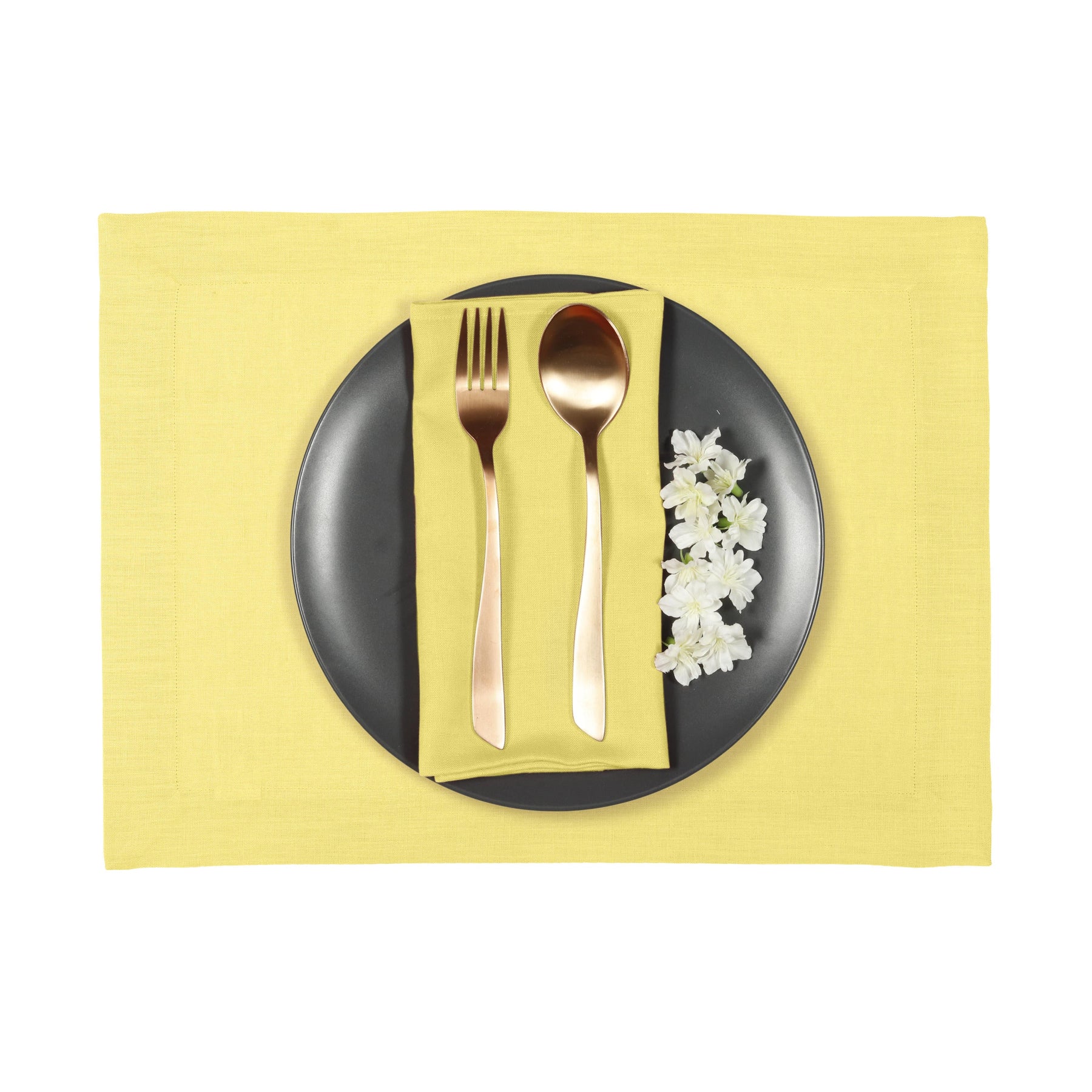 Lemon Yellow Linen Placemats - Hemmed