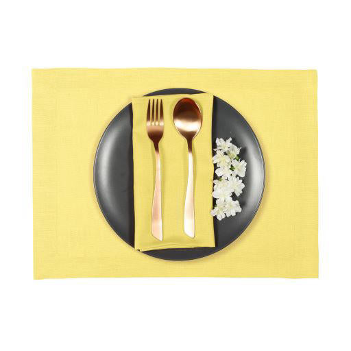Lemon Yellow Linen Dinner Napkins 18 x 18 Inch Set of 4 - Hemmed