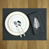 Charcoal Grey Linen Placemats - Hemmed