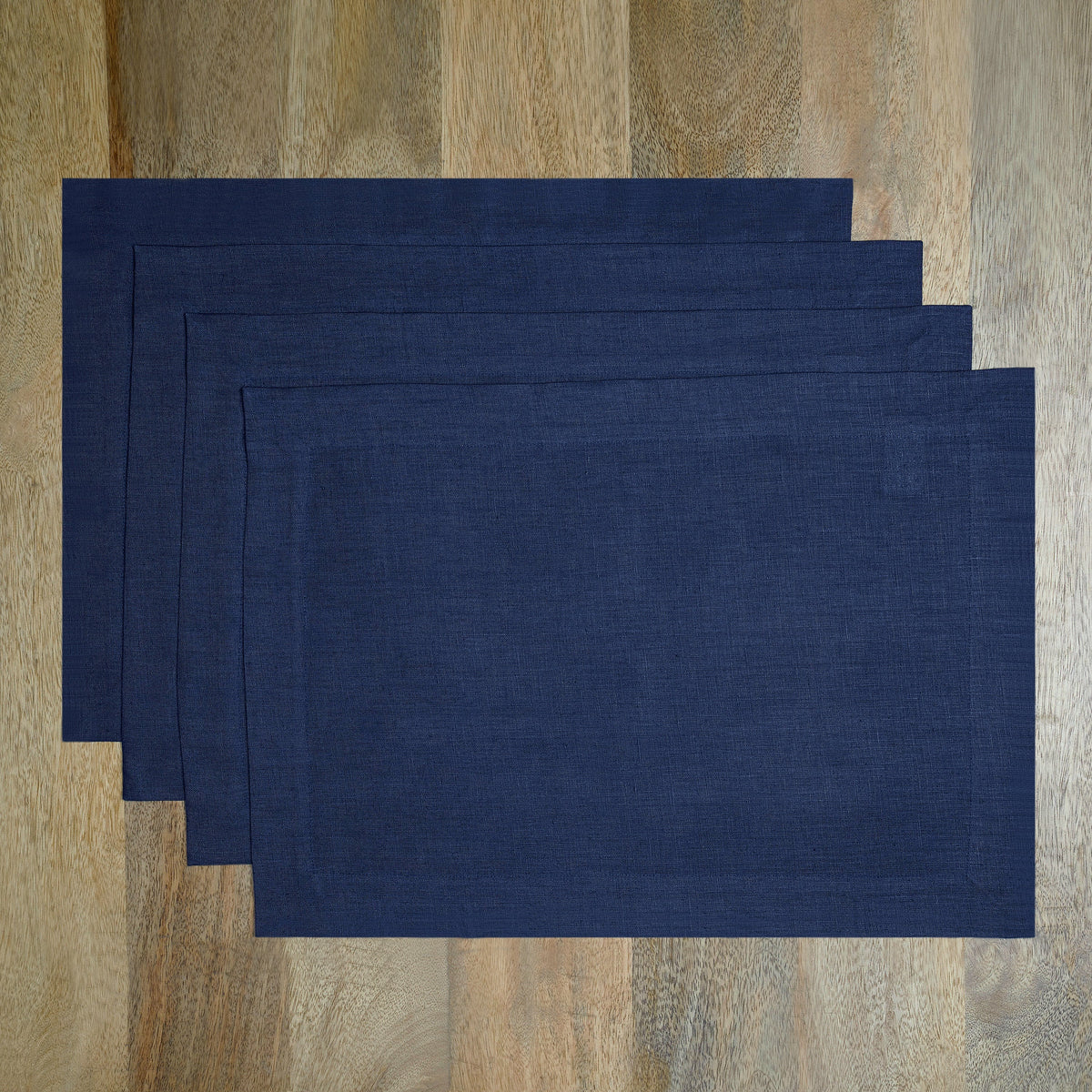 Navy Blue Linen Placemats 14 x 19 Inch Set of 4 - Hemmed