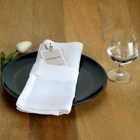 White Linen Dinner Napkins 18 x 18 Inch Set of 4 - Hemmed