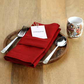 Dark Red Linen Dinner Napkins 18 x 18 Inch Set of 4 - Hemmed