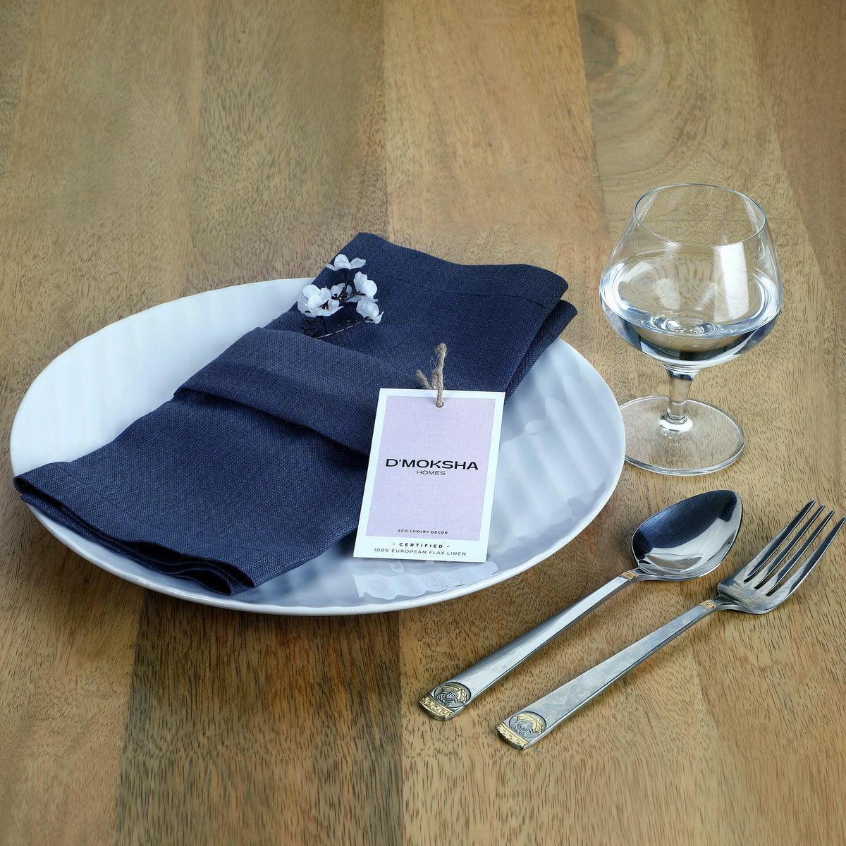 Navy Blue Linen Dinner Napkins 18 x 18 Inch Set of 4 - Hemmed