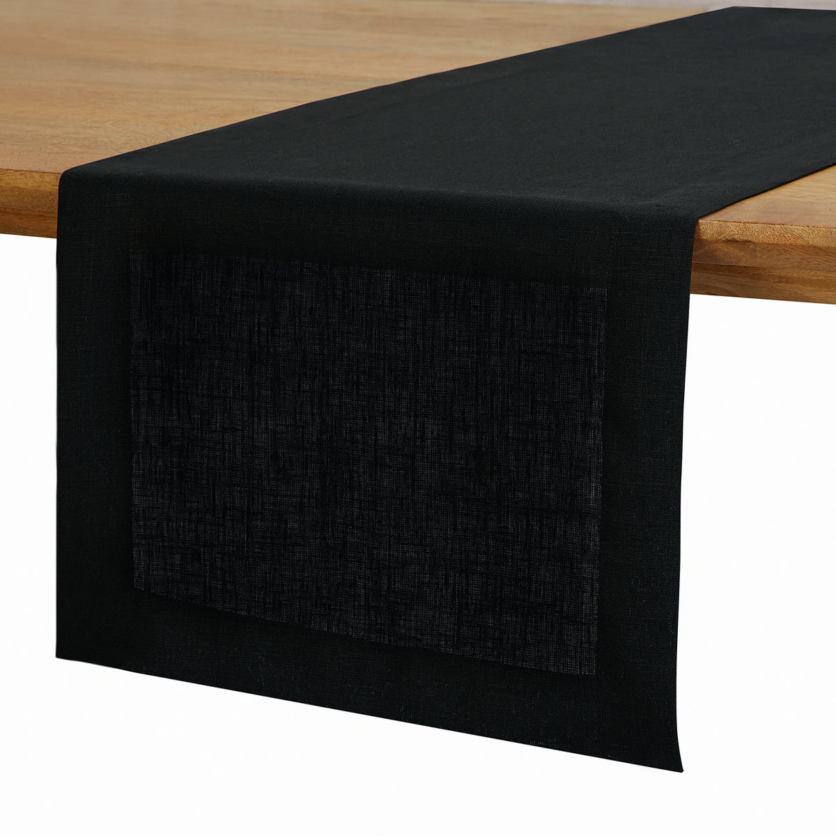 Black Linen Table Runner - Hemmed