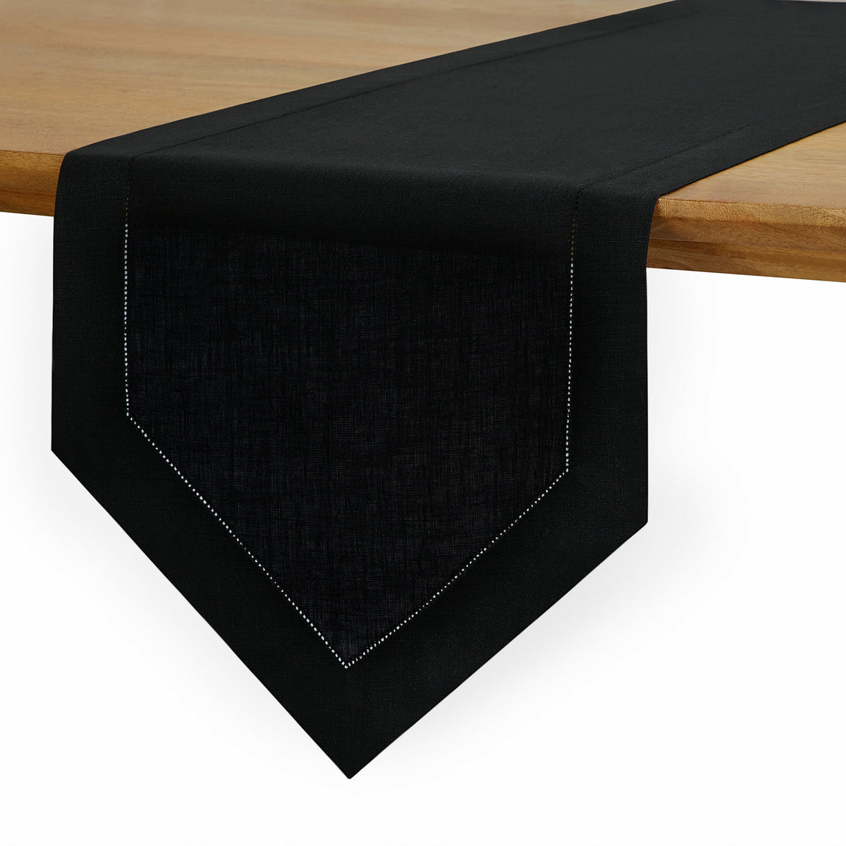 Black Linen Table Runner - Diamond