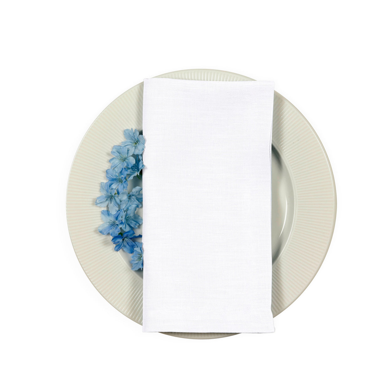 White Linen Dinner Napkins 17 x 17 Inch Set of 4 - Hemmed